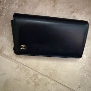 Black Leather Chanel sunglasses case